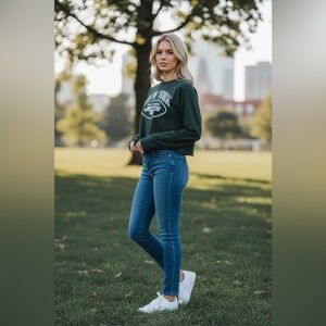 NFL Team Apparel NY Jets Football Long Sleeve Tee Size Large